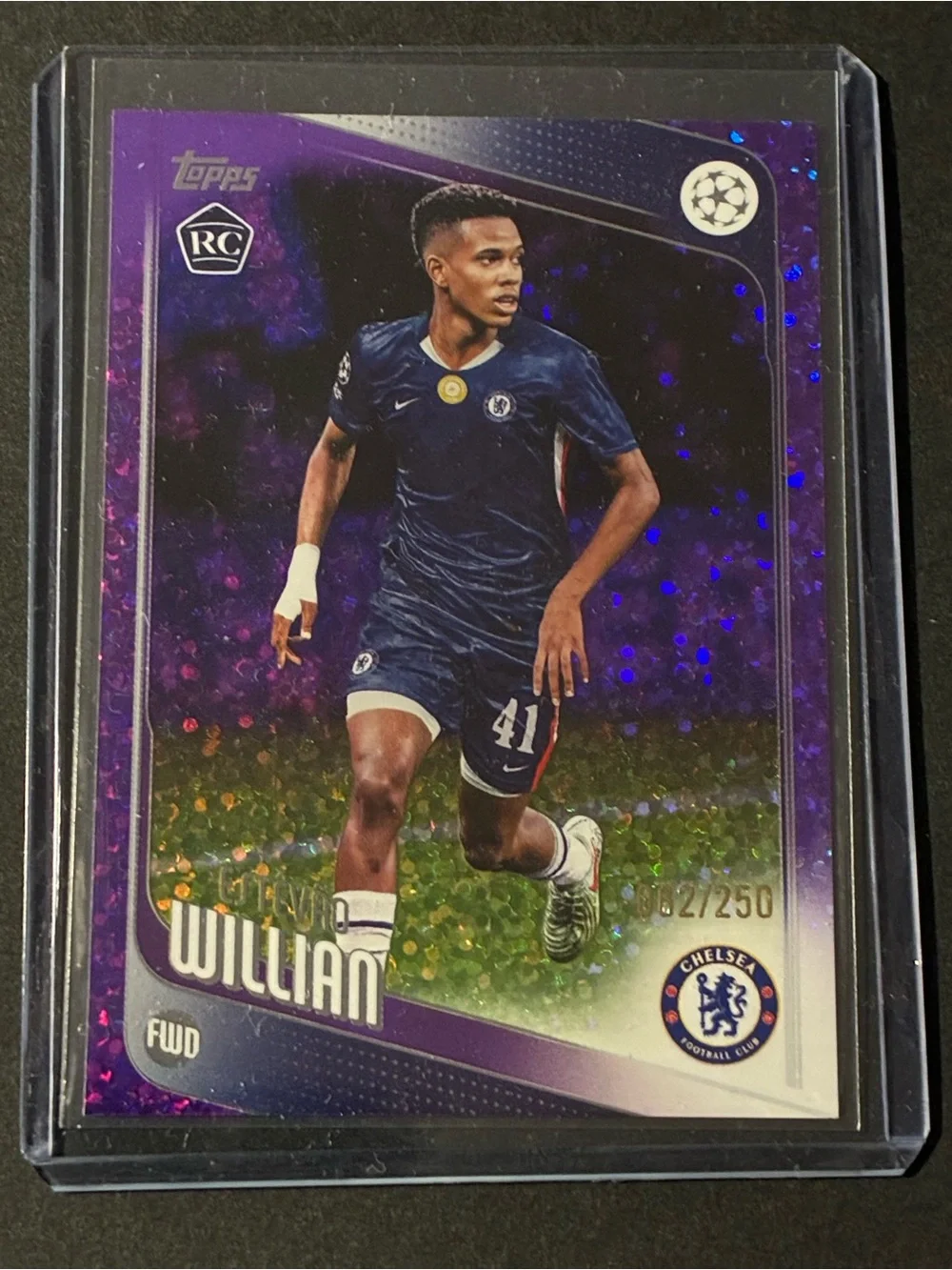2025 Topps Estêvão Willian Chelsea Rookie Purple # 062/250 UEFA Champions League